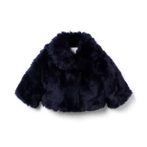 Janie and Jack The Festive Faux Fur Jacket in Dark Marine Size 6/12 Months